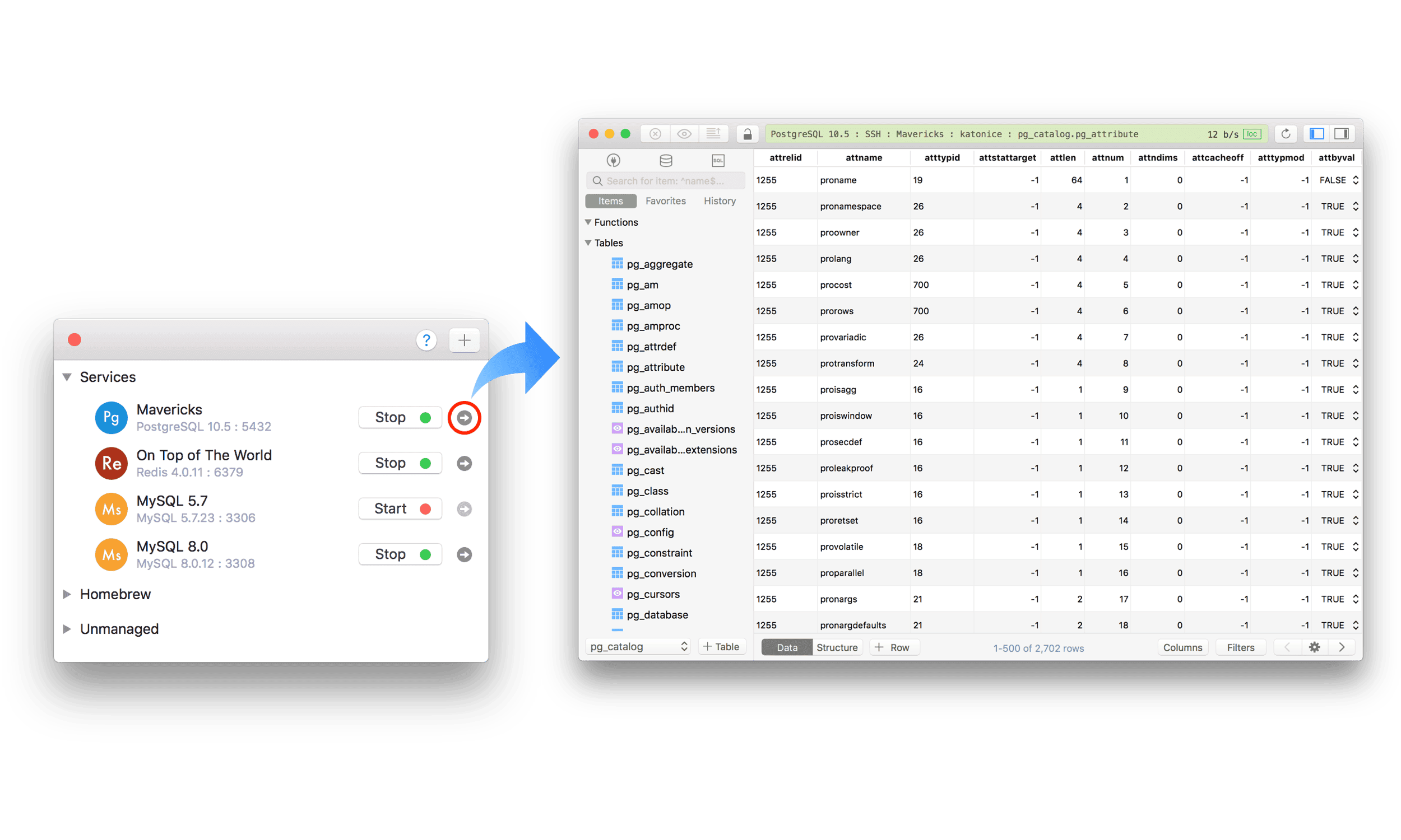 DBngin opens TablePlus