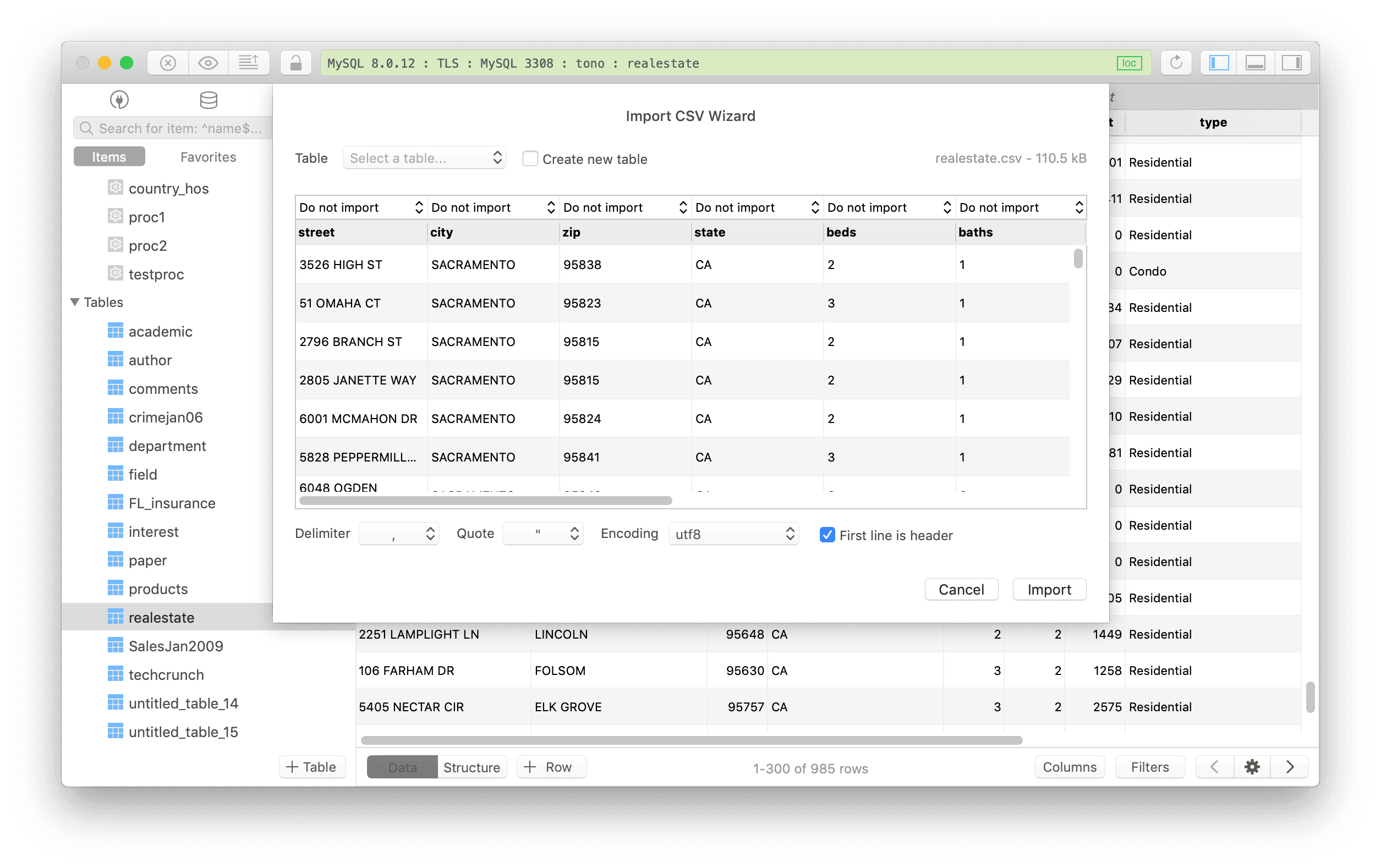 Import and export CSV
