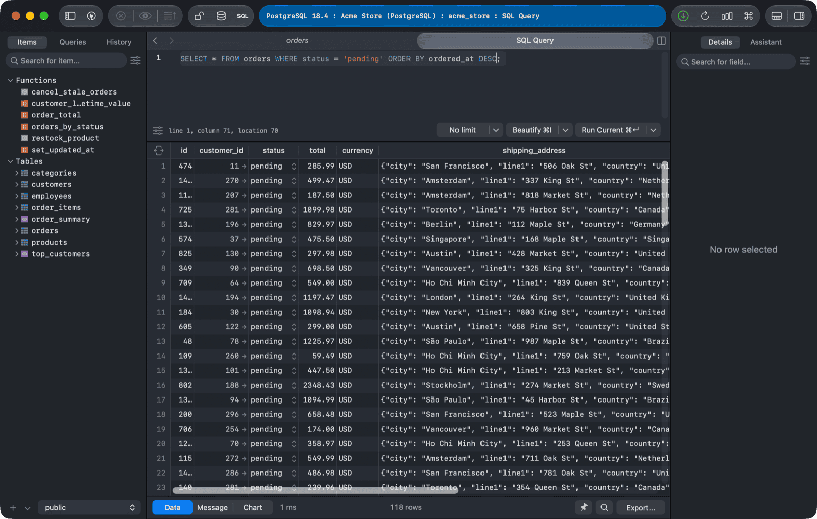 Open SQL query editor