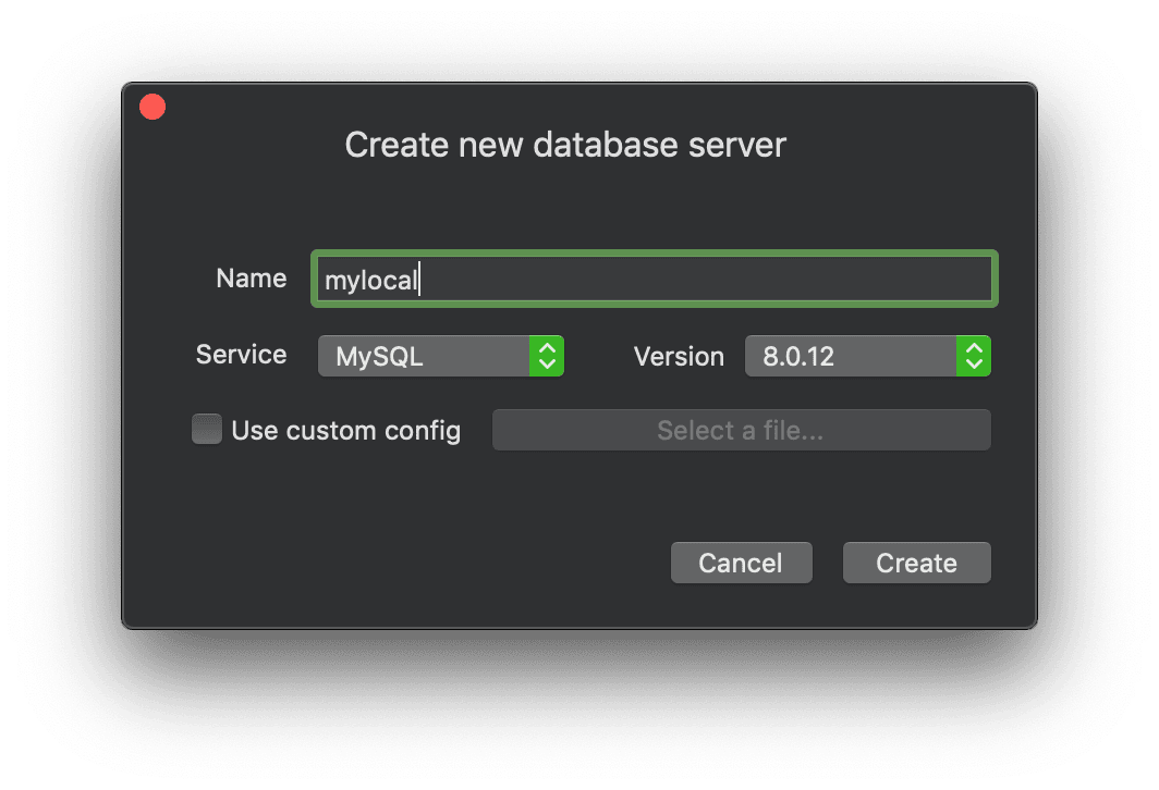 Create a new database server