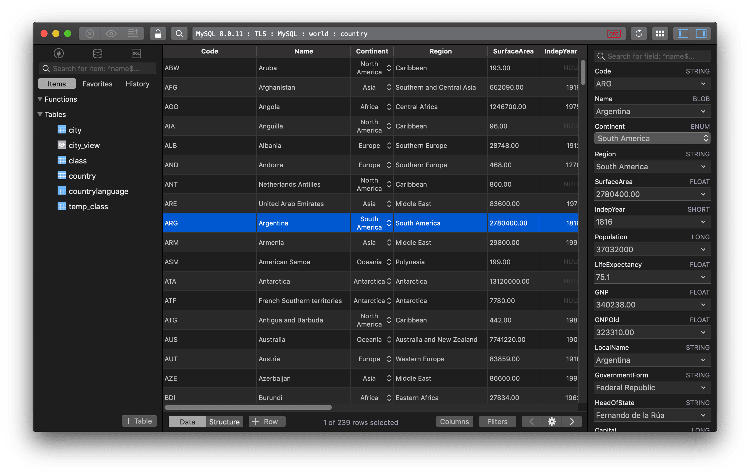TablePlus Dark Theme