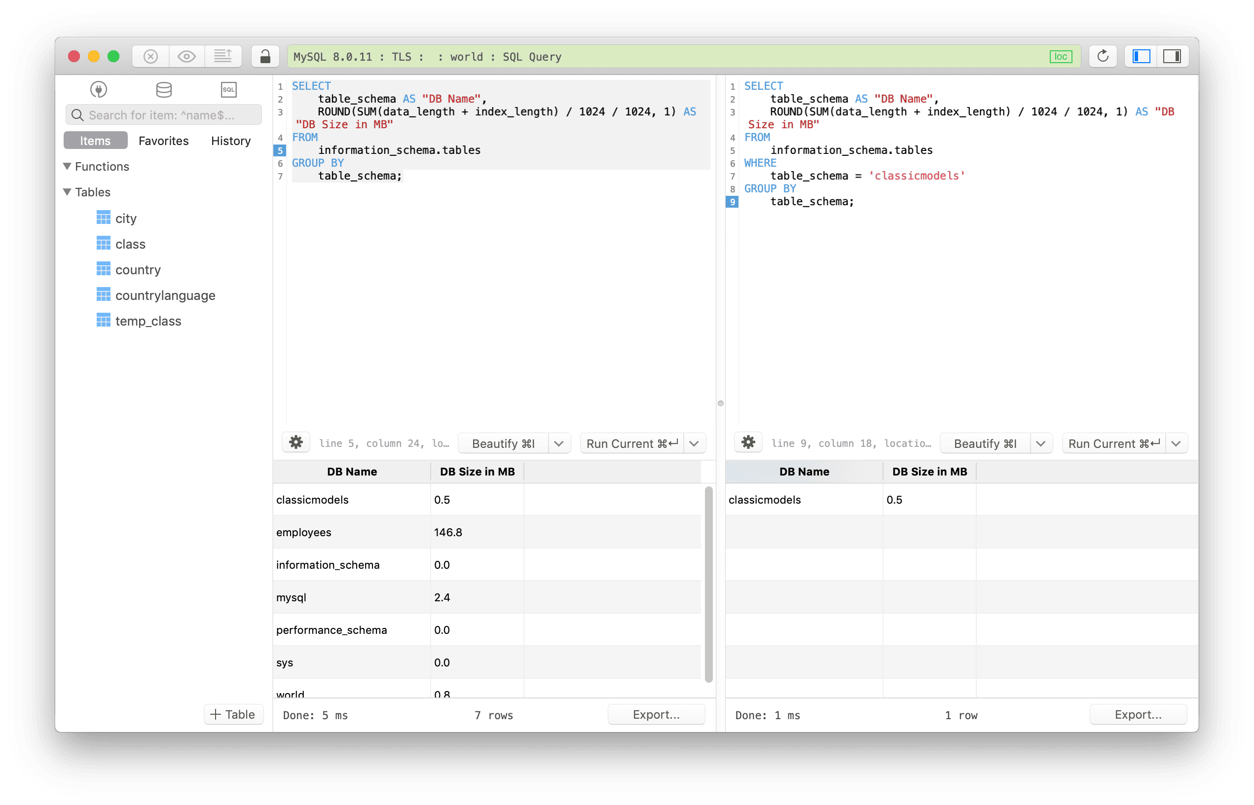 TablePlus SQL Editor