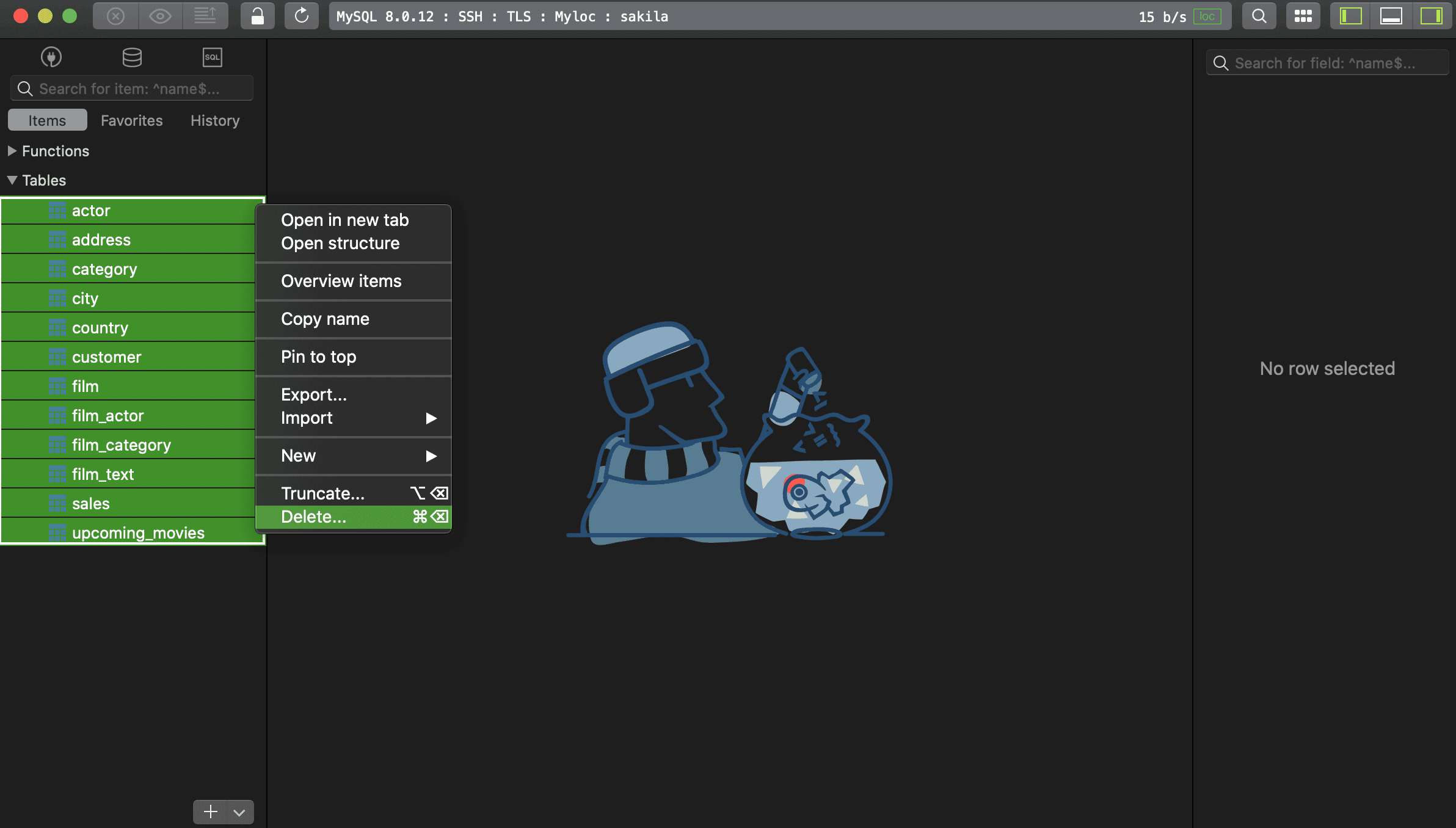 Drop all tables in TablePlus GUI Tool MySQL