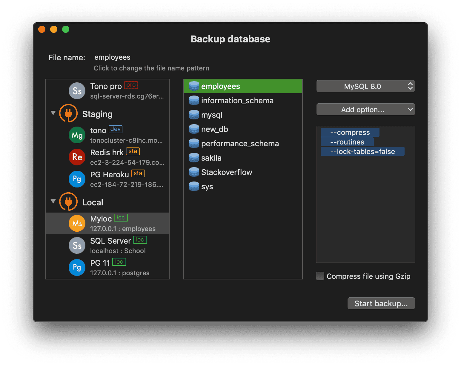 MySQL dump