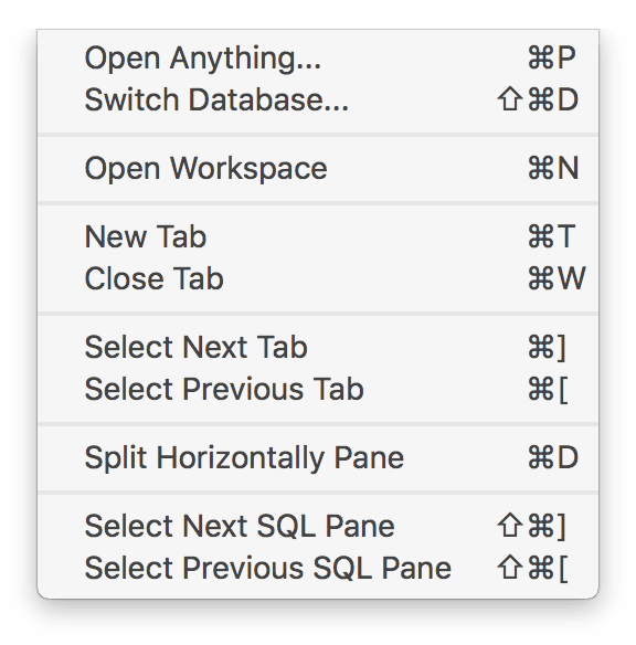 tableplus-shortcuts