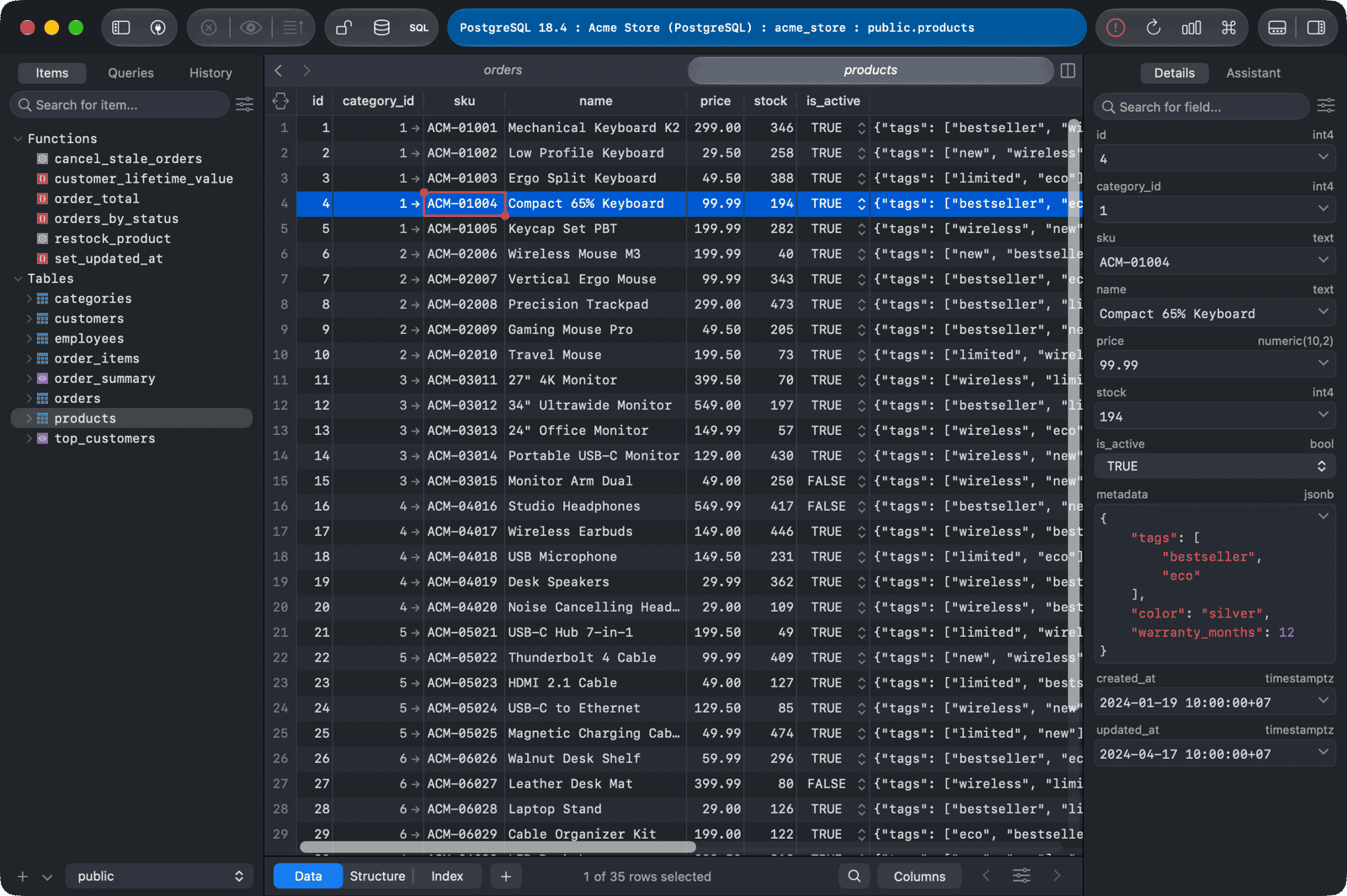 TablePlus GUI for MySQL