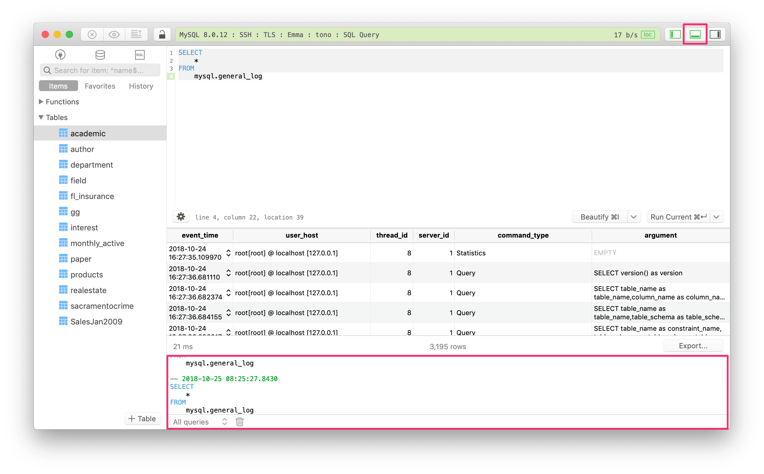 Show console log