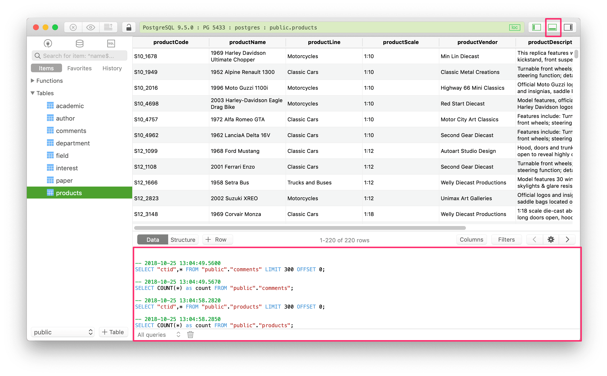 Show console log