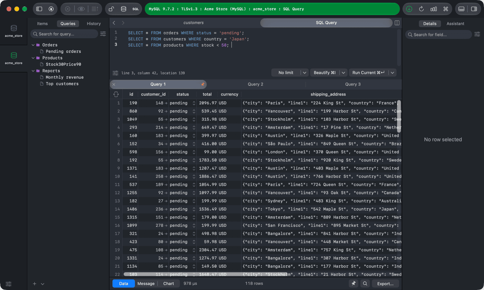 Split results into tabs