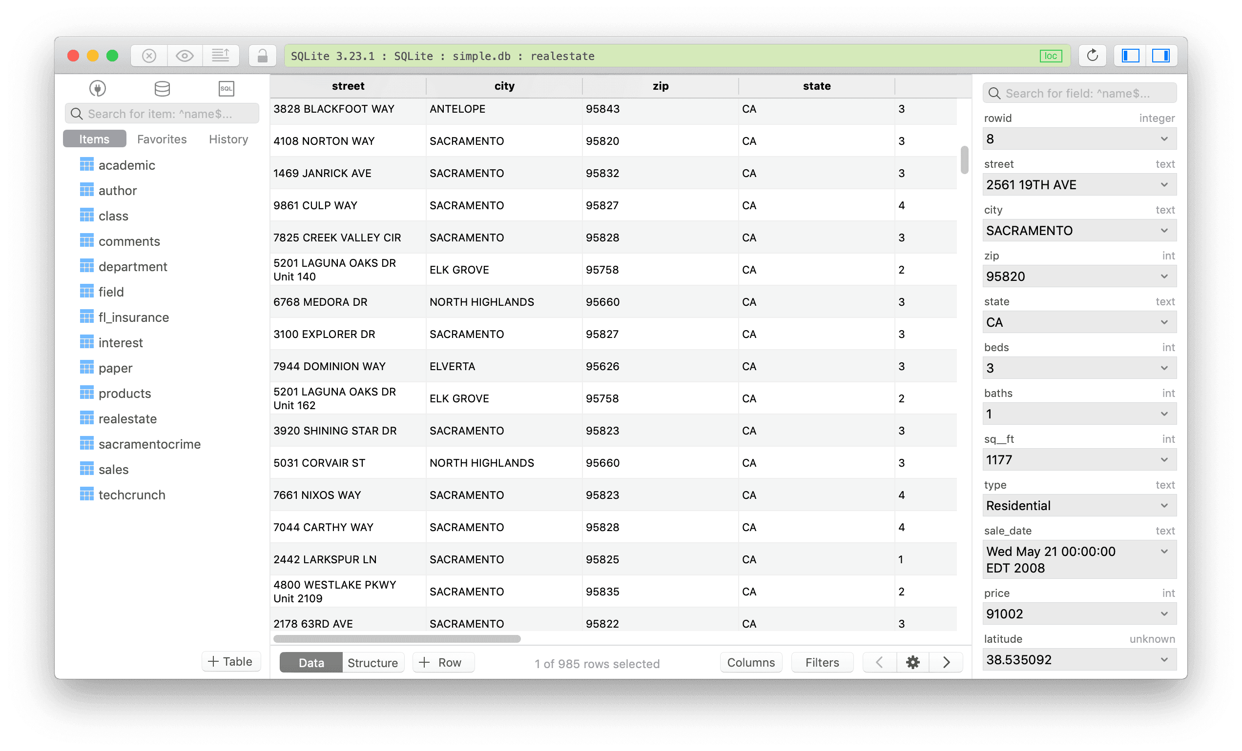 TablePlus for SQLite