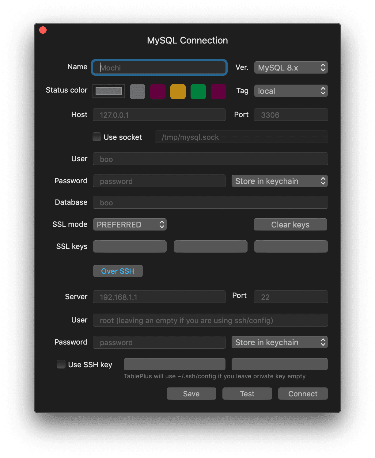 TablePlus SSH Tunnel