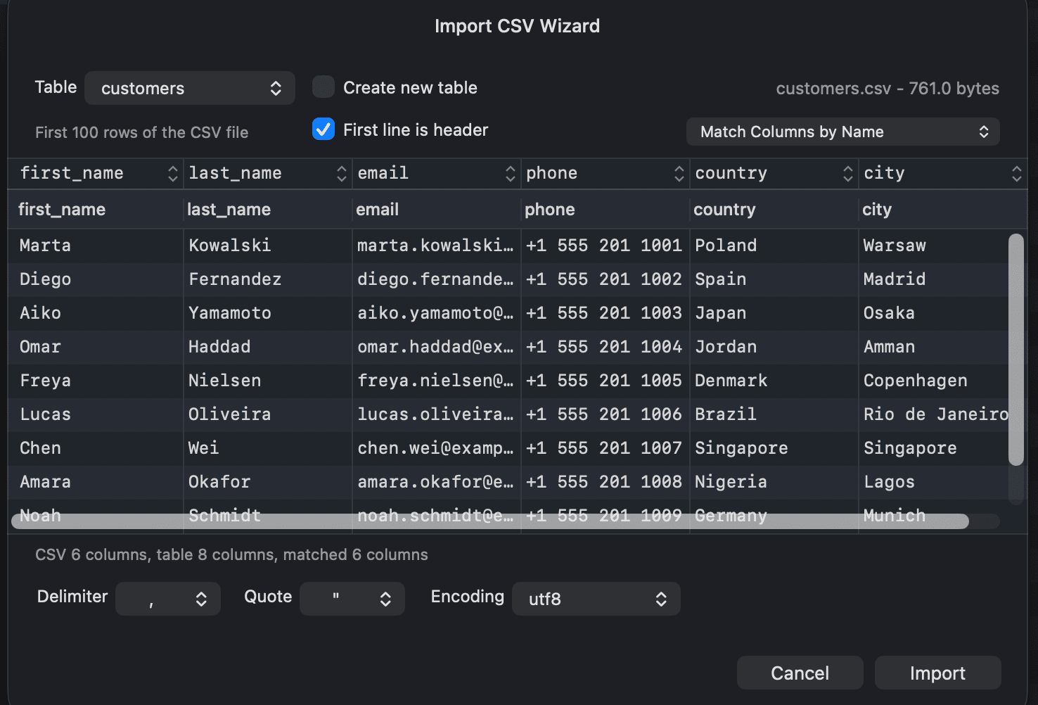 The Import CSV Wizard