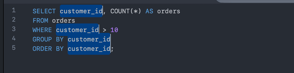 All occurrences of a column name selected